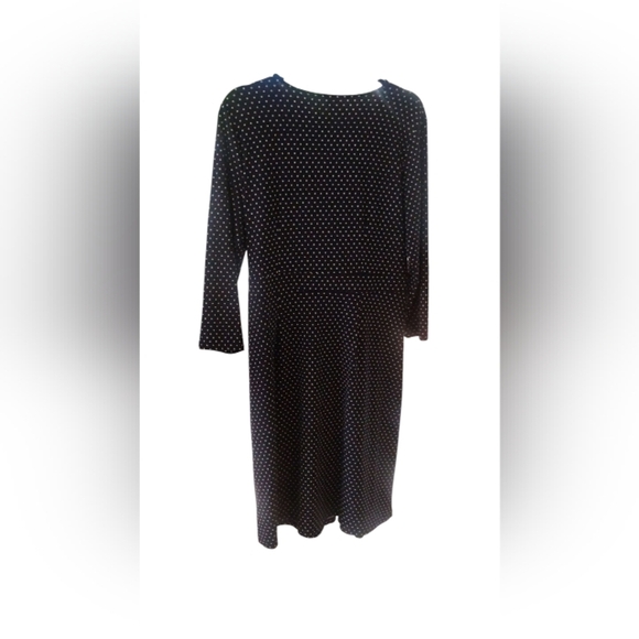 RSVP Talbots Womens Jersey A-Line Dress Navy White Polka Dot  SZ  14P - Picture 2 of 3